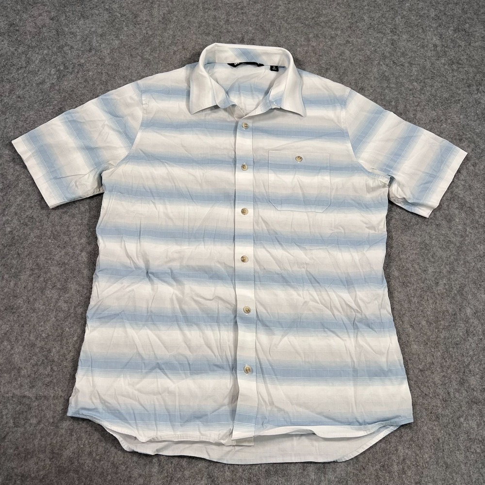 Travis Mathew Blue Striped You Never Know Button Up Shirt Men's Size Medium‎